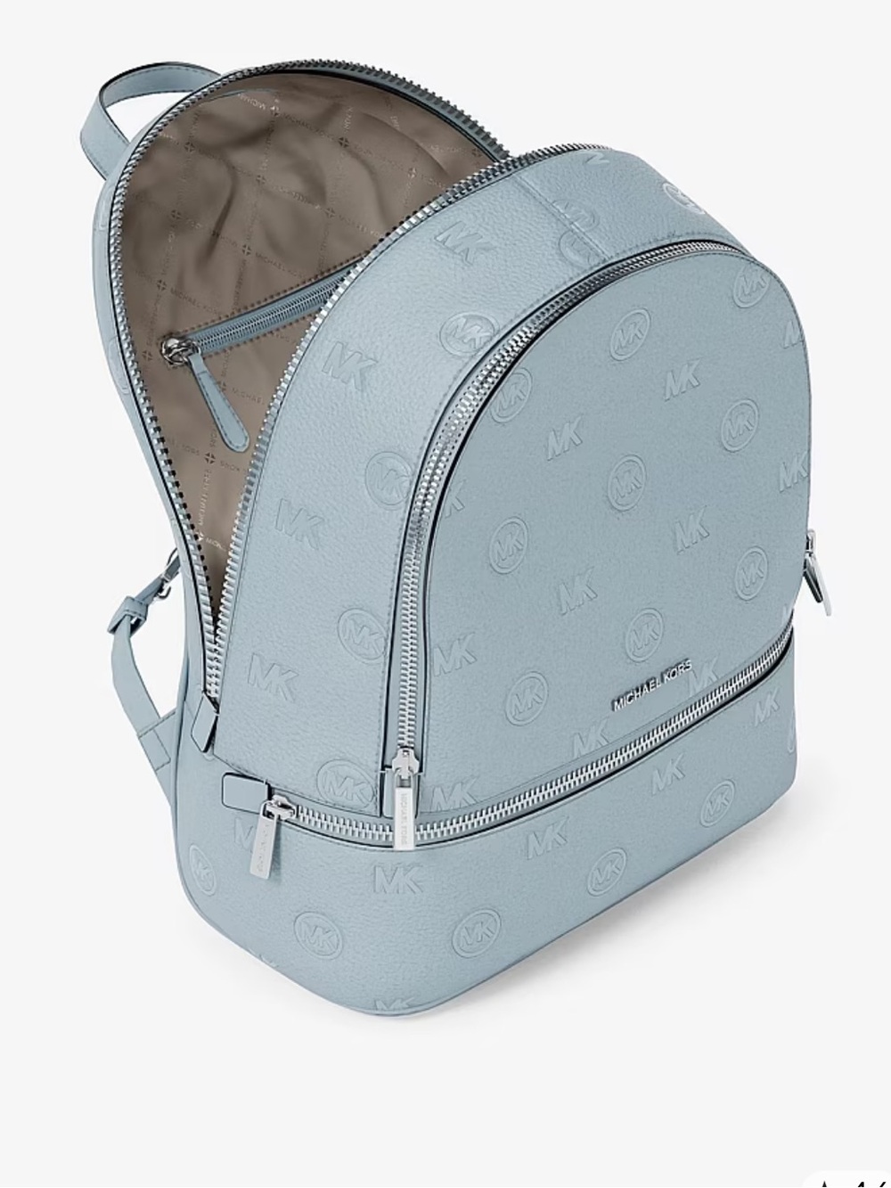 Michael Kors Rhea Medium Zip Logo Debossed Backpack
Pale Ocean 
NWT - Picture 15 of 16